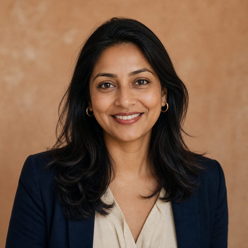 Fictional sample portrait of Priya Raman